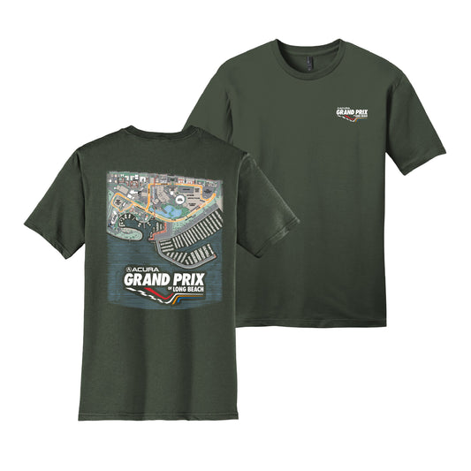 Grand Prix of Long Beach Map Tee - Olive